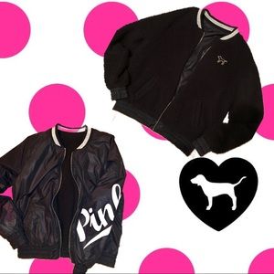 VS PINK // REVERSIBLE SHERPA BOMBER JACKET